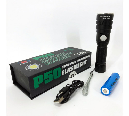 Сильный фонарик BL-611-P50, Мощный светодиодный карманный фонарик, Ручной светильник с мощным лучом SO-42