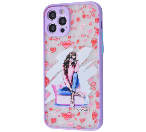 Чехол для Apple Iphone 12 Pro Max фиолетовый с сердечками YK-76