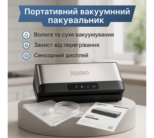 Машинка для вакуумного пакування овочів, Вакуумний запаювач пакетів, Якісний вакууматор ET-64