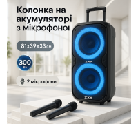 Бездротова караоке-система на два мікрофони ZXX-7575, вулична колонка з мікрофонами OT-30