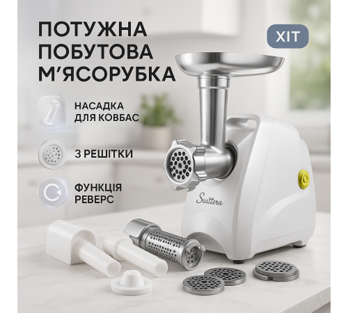 Потужна якісна електро м'ясорубка Suntera, М'ясорубки для ковбасок 'ясорубка для наповнення ковбас PG-62
