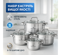 Набор кастрюль с антипригарным дном, Набор кастрюль высшего качества Комплект металлических VR-70