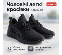 Мужские кроссовки из ткани дышащие, Кросовки сеточка, Мягкие кроссовки из ткани черные ML-70