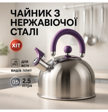 Чайник с эргономичной ручкой Unique, Прочный чайник со свистком для кухни для газовой комфорки JW-82