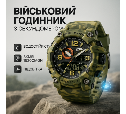 Армійський наручний годинник з таймером, Спортивний наручний годинник тактичний протиударний PQ-62