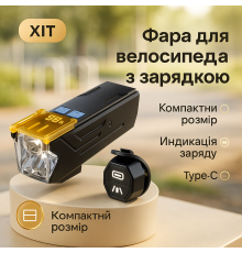 Велосипедний ліхтар передній на акумуляторі, Ліхтар для велосипеда із захистом від води JI-74