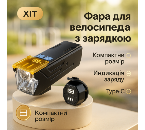 Велосипедний ліхтар передній на акумуляторі, Ліхтар для велосипеда із захистом від води JI-74