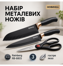 Кухонний ніж зі сталі нержавіючої Rainberg, Бюджетні кухонні ножі, Універсальний набір ножів EP-45