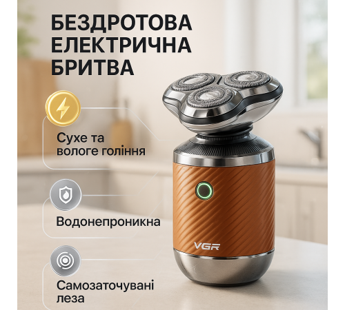 Аккумуляторная бритва для мужчин VGR, Мужская водонепроницаемая аккумуляторная бритва ZF-11