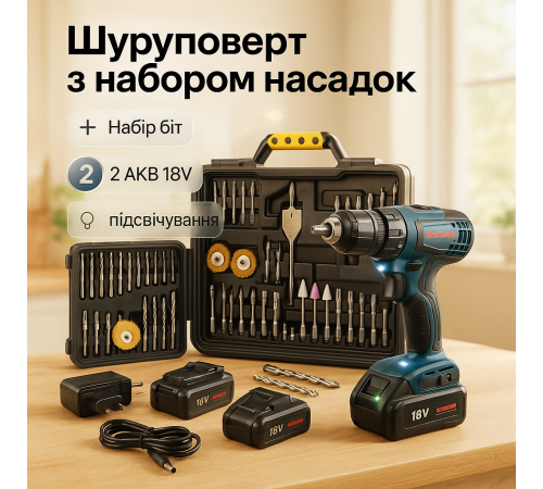Шуруповерт акумуляторний набір, Акумуляторний шуруповерт з потужним акумулятором з кейсом IK-80