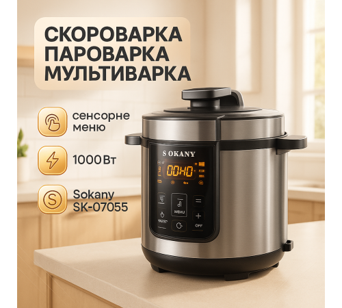Електрична мультиварка-скороварка для кухні, Багатофункціональна мультиварка для дому EV-64