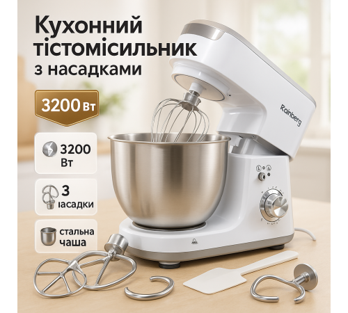Стационарный скоростной миксер Rainberg, Кухонный комбайн с нержавеющей чашей, Миксер бытовой кухонный JY-49
