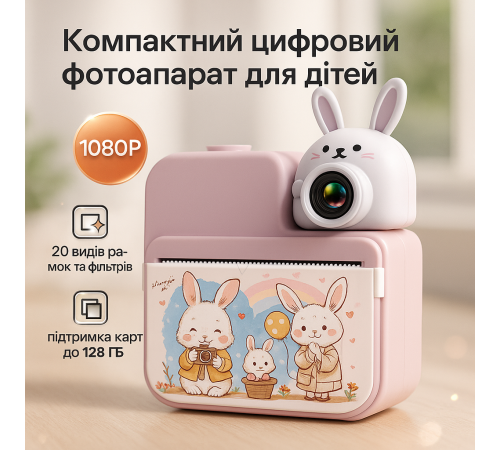 Креативный детский фотоаппарат с инста-печатью JD30, Компактный цифровой фотоаппарат для детей QR-90