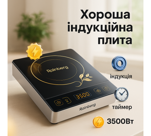 Настільна побутова електрична плита для дому кухні Rainberg, Потужна одноконфорочна електроплита WL-20