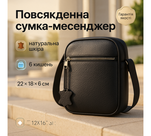 Сумка чоловіча легка через плече, Сумка месенджер шкіряна, Повсякденна сумка-месенджер ZU-26