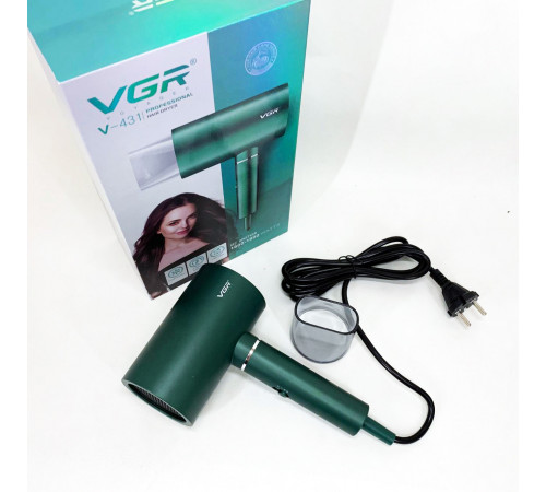 Жіночий фен для волосся VGR V-431 1600-1800 Вт, Фен з іонізацією для укладання, Електрофен з насадками CJ-92