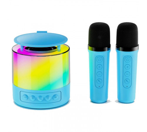Портативная Bluetooth колонка K19 с подсветкой LED и двумя микрофонами для караоке Blue NG-13
