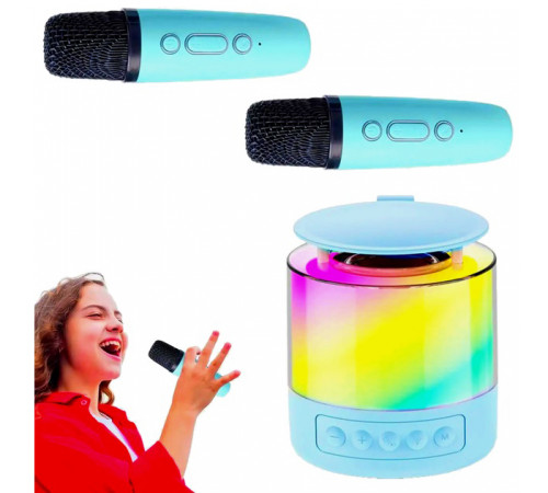 Портативная Bluetooth колонка K19 с подсветкой LED и двумя микрофонами для караоке Blue NG-13