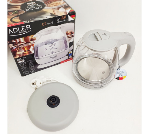 Электрический чайник с индикатором уровня воды ADLER AD 1283g 1100Вт 1л, Электрический чайник бесшумный WA-65