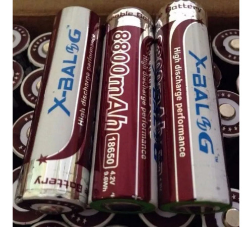Литиевый аккумулятор 18650 X-Balog 8800mAh 4.2V Li-ion литиевая аккумуляторная батарейка для фонариков CO-66