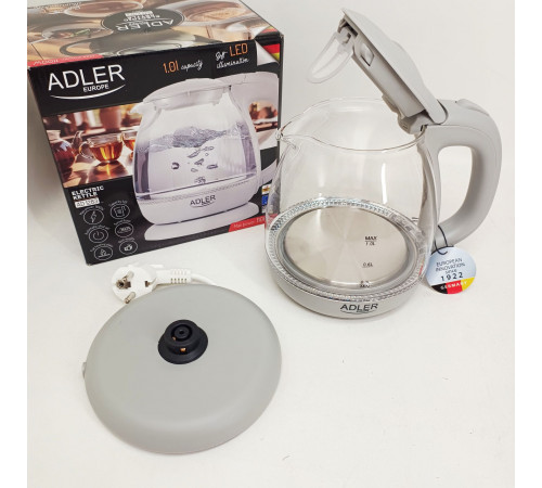 Электрический чайник с индикатором уровня воды ADLER AD 1283g 1100Вт 1л, Электрический чайник бесшумный WA-65