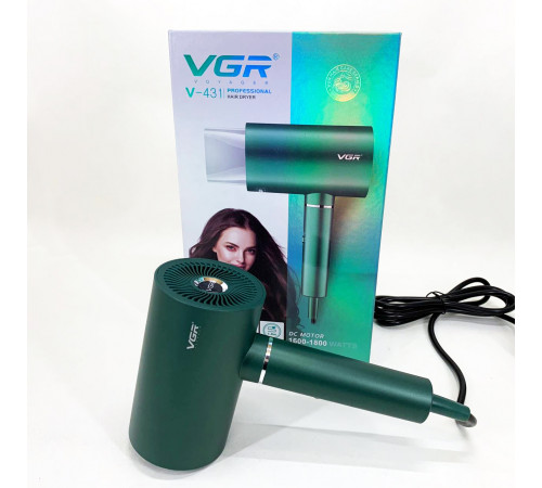 Жіночий фен для волосся VGR V-431 1600-1800 Вт, Фен з іонізацією для укладання, Електрофен з насадками CJ-92