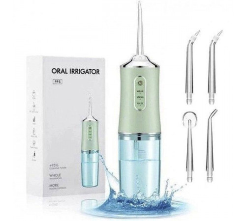 Іригатор для чищення зубів та порожнини рота Oral Irrigator з акумулятором та змінними насадками Green NS-31