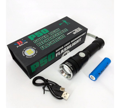 Сильный фонарик BL-611-P50, Мощный светодиодный карманный фонарик, Ручной светильник с мощным лучом SO-42