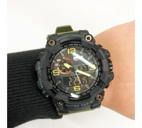 Військовий годинник для ВСУ SKMEI 1520AG ARMY GREEN, Годинник наручний електронний для хлопця GT-20