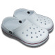 Кроксы женские медицинские классические сабо с дырками "Like Crocs" с красной полоской белые