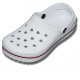 Кроксы женские медицинские классические сабо с дырками "Like Crocs" с красной полоской белые