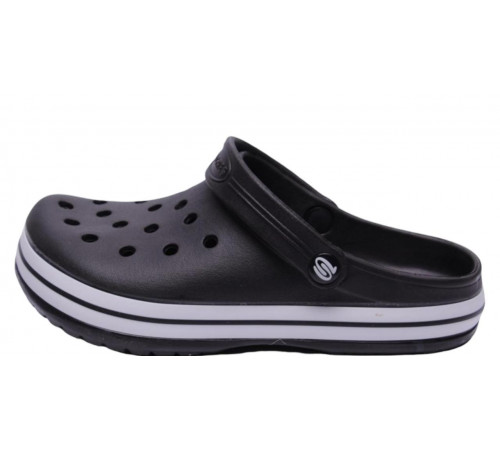 Крокси чорні сабо з великими дірками "Like Crocs" підліток.