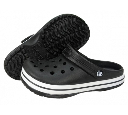 Крокси чорні сабо з великими дірками "Like Crocs" підліток.