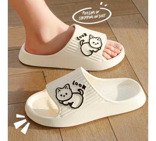 Жіночі шльопанці білі foam Котик