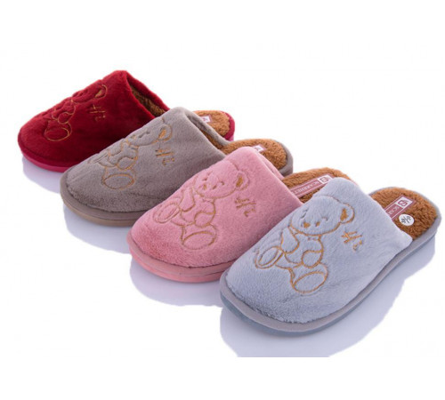 Женские тапочки домашние с закрытыми пальчиками мишки удобные мягкие теплые Розовый, 39