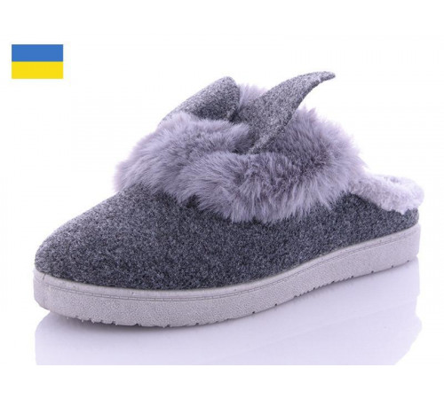 Тапочки женские серые с мехом Ушки теплые домашние тапки комфортные качественные 39