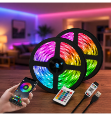 Гибкая светодиодная лента RGB USB 15м / Лента на USB на монитор, мебель + пульт / LED лента от павербанка