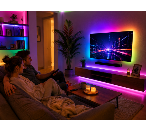 Гнучка світлодіодна стрічка RGB USB 15м / Стрічка на USB на монітор, меблі + пульт / LED стрічка від павербанку за 438 грн