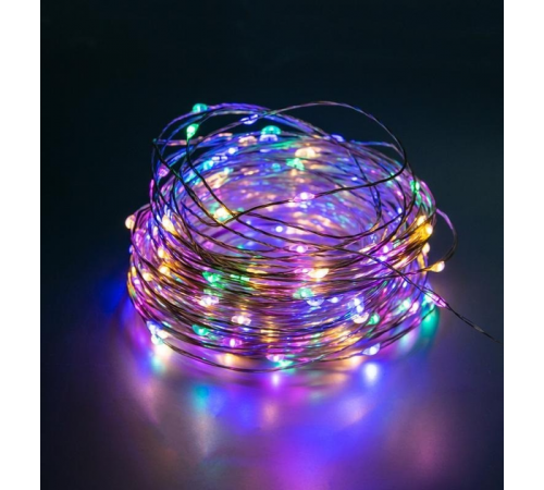 Xmas гирлянда 50 Led 5M(Copper) на медной проволоке (Капля росы) M MULTI работает от батареек+USB Мультицвет