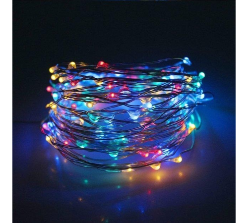 Xmas гирлянда 50 Led 5M(Copper) на медной проволоке (Капля росы) M MULTI работает от батареек+USB Мультицвет
