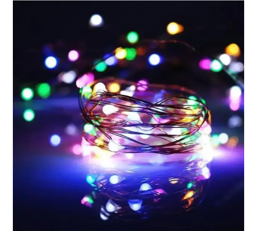 Xmas гирлянда 50 Led 5M(Copper) на медной проволоке (Капля росы) M MULTI работает от батареек+USB Мультицвет