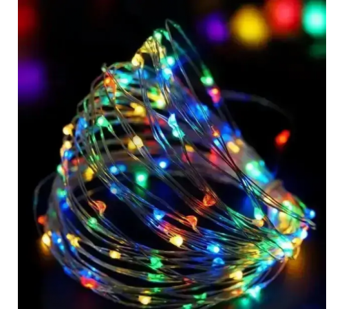 Xmas гирлянда 50 Led 5M(Copper) на медной проволоке (Капля росы) M MULTI работает от батареек+USB Мультицвет