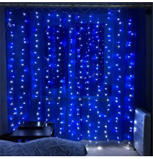 Праздничная гирлянда занавес "Штора" на окно 200LED 3х3м цвет Синий USB