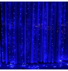 Светодиодная гирлянда штора роса на проволоке 3х2 м 200 LED пульт + USB Синий