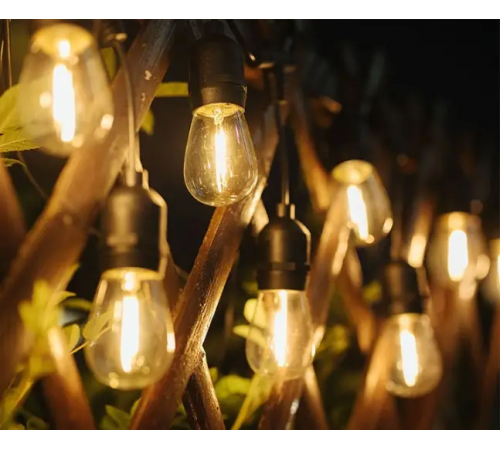 Ретро гирлянда на мощной солнечной батарее 5 м 15 лампочек Bulbs