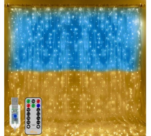 Патриотическая гирлянда штора Флаг Украины 3*3 м 160 LED классическая IP44