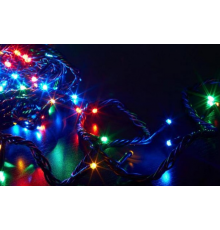 Светодиодная Гирлянда нить 101 led RGB разноцветная (черный провод) 9 м