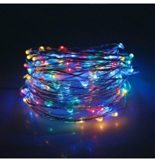 Xmas гірлянда 50 Led 5M(Copper) на мідному дроті (Крапля роси) M MULTI працює від батарей + USB Мультицвет