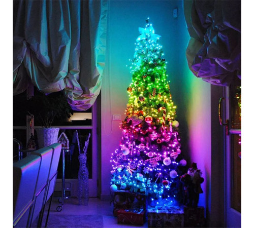 Новогодняя умная светодиодная гирлянда Encora Xmas Lights, 100LED, 10М с управлением через Bluetooth