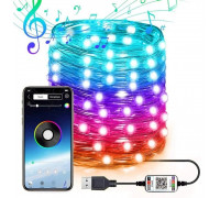 Новогодняя умная светодиодная гирлянда Encora Xmas Lights, 100LED, 10М с управлением через Bluetooth